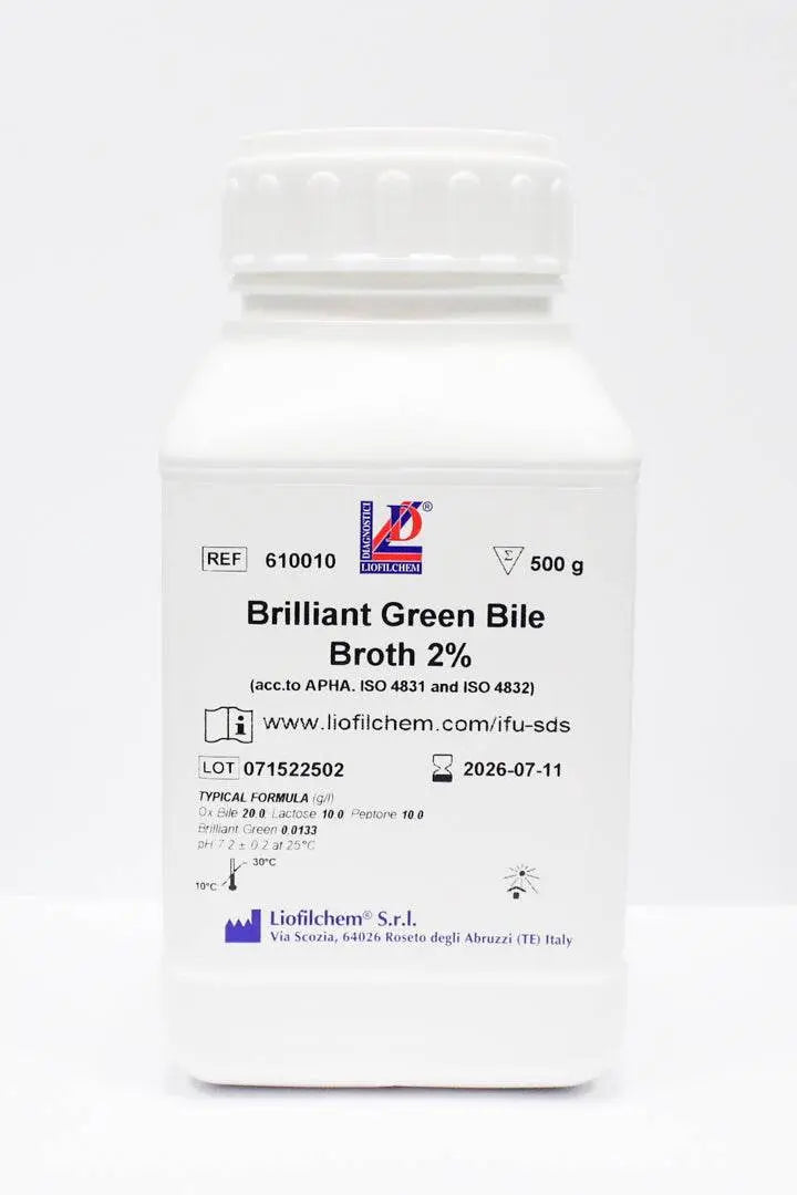 Liofilchem Microbiology BRILLIANT Green Bile Broth 2% - For Microbiology Lab Testing