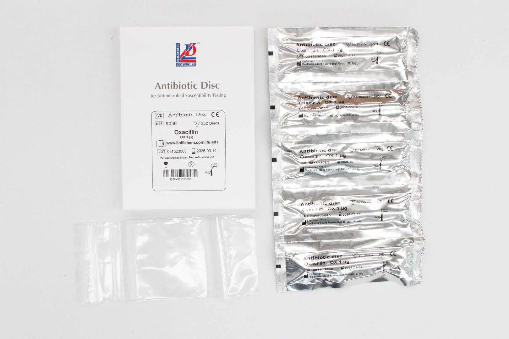 Liofilchem Oxacillin OX 1 µg Antibiotic discs for susceptibility tests 9036