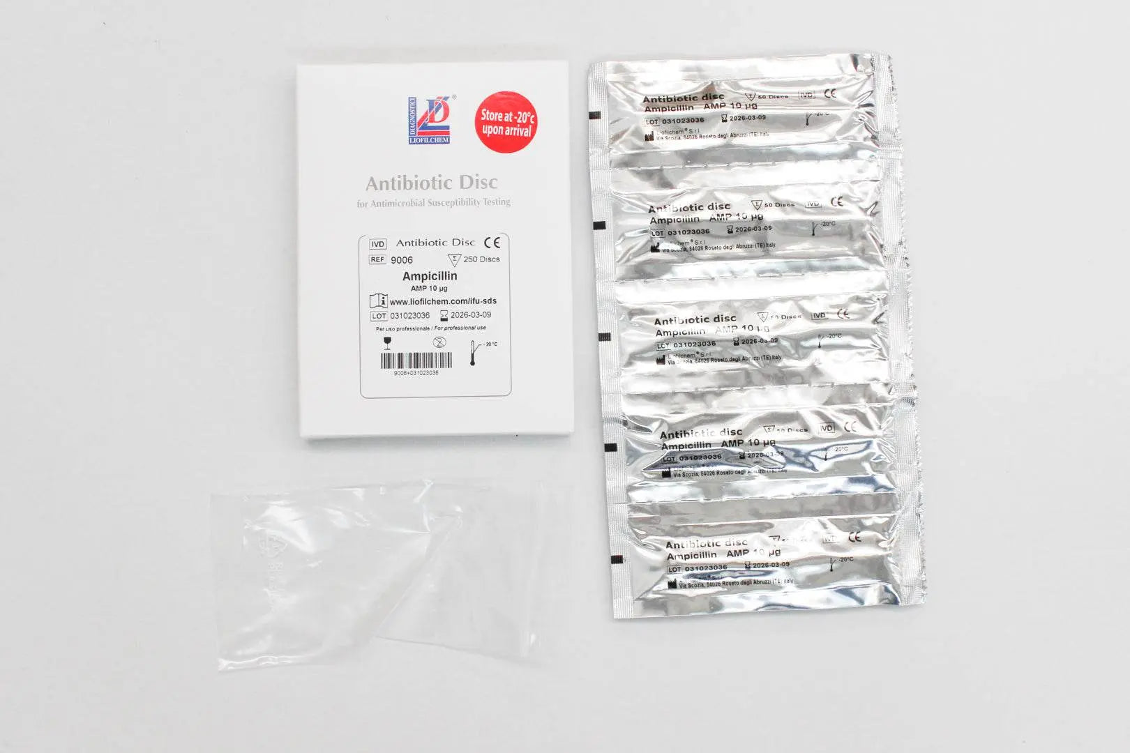 Liofilchem Ampicillin AMP 10 µg Antibiotic discs for susceptibility tests 9006