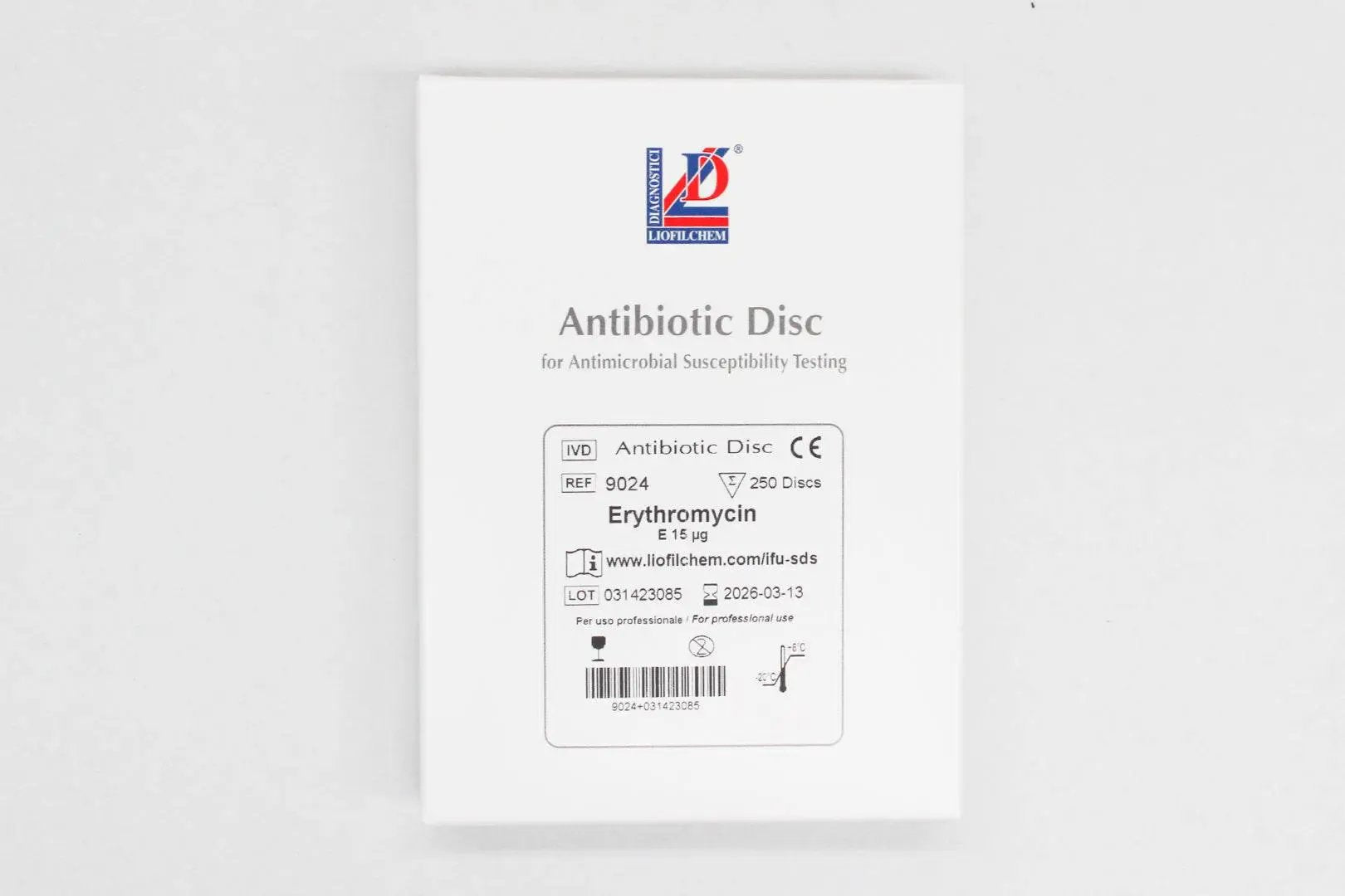 Liofilchem Erythromycin E 15 ug Antibiotic discs for susceptibility tests 9024