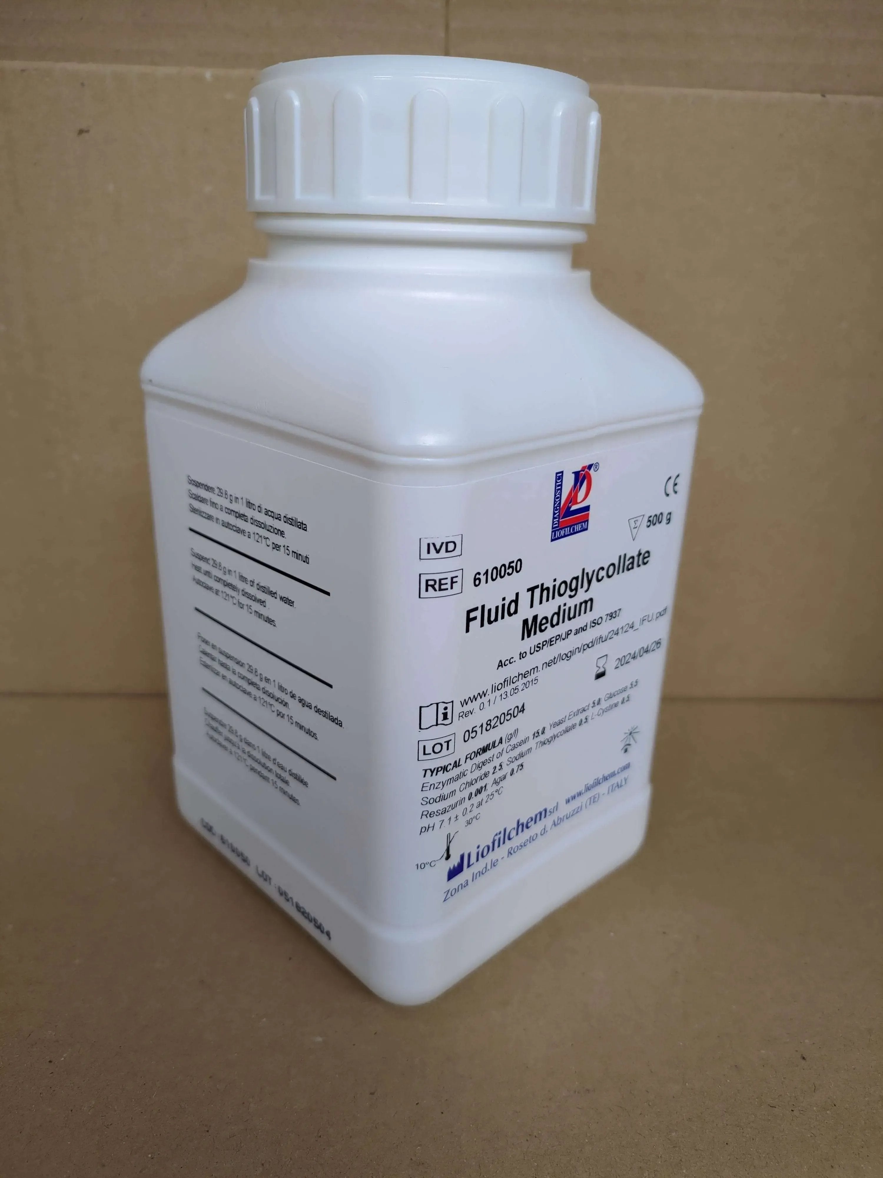 Liofilchem Fluid Thioglycollate Medium Culture Media 610050