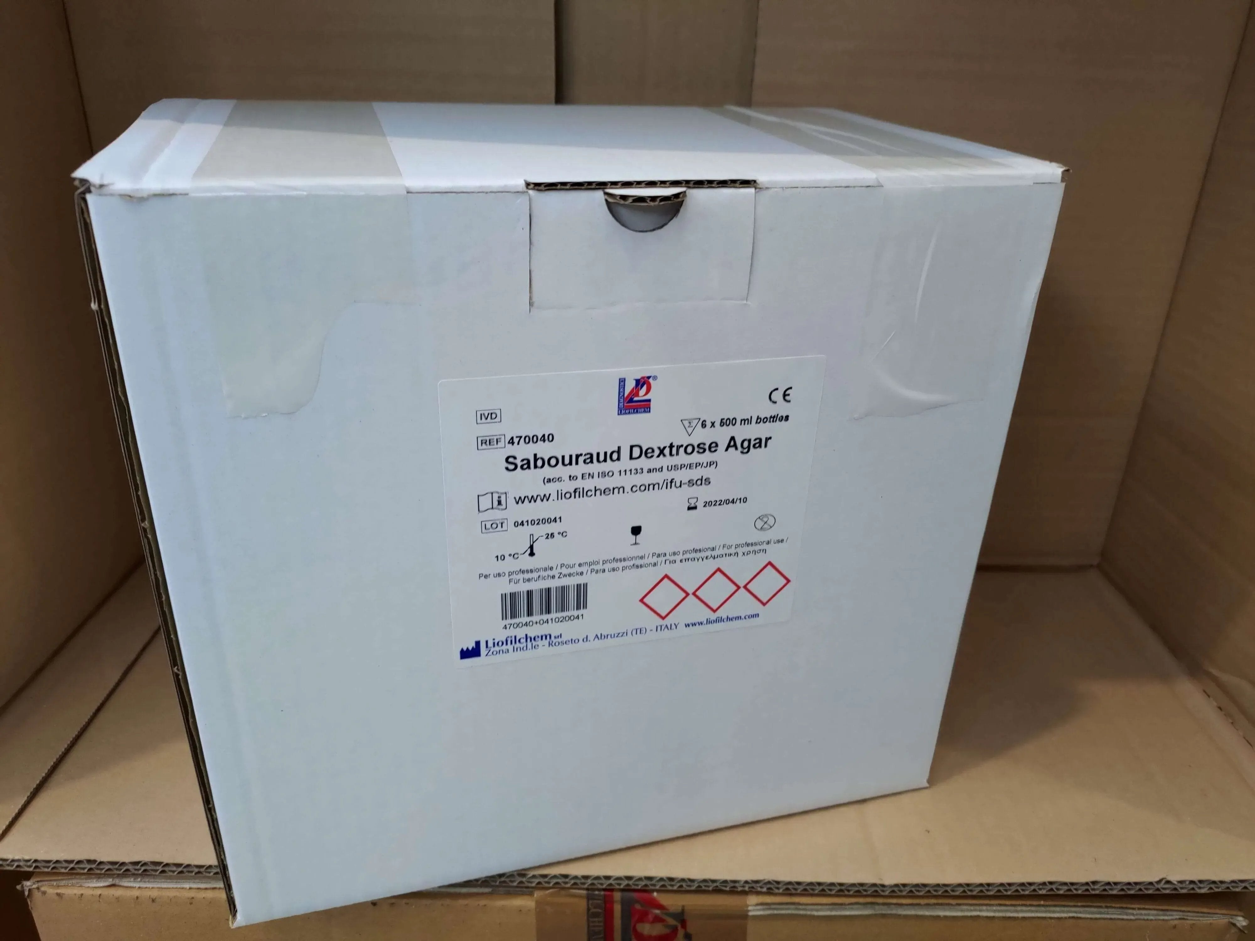 Liofilchem Sabouraud Dextrose Agar Culture media in glass tubes and bottles 470040