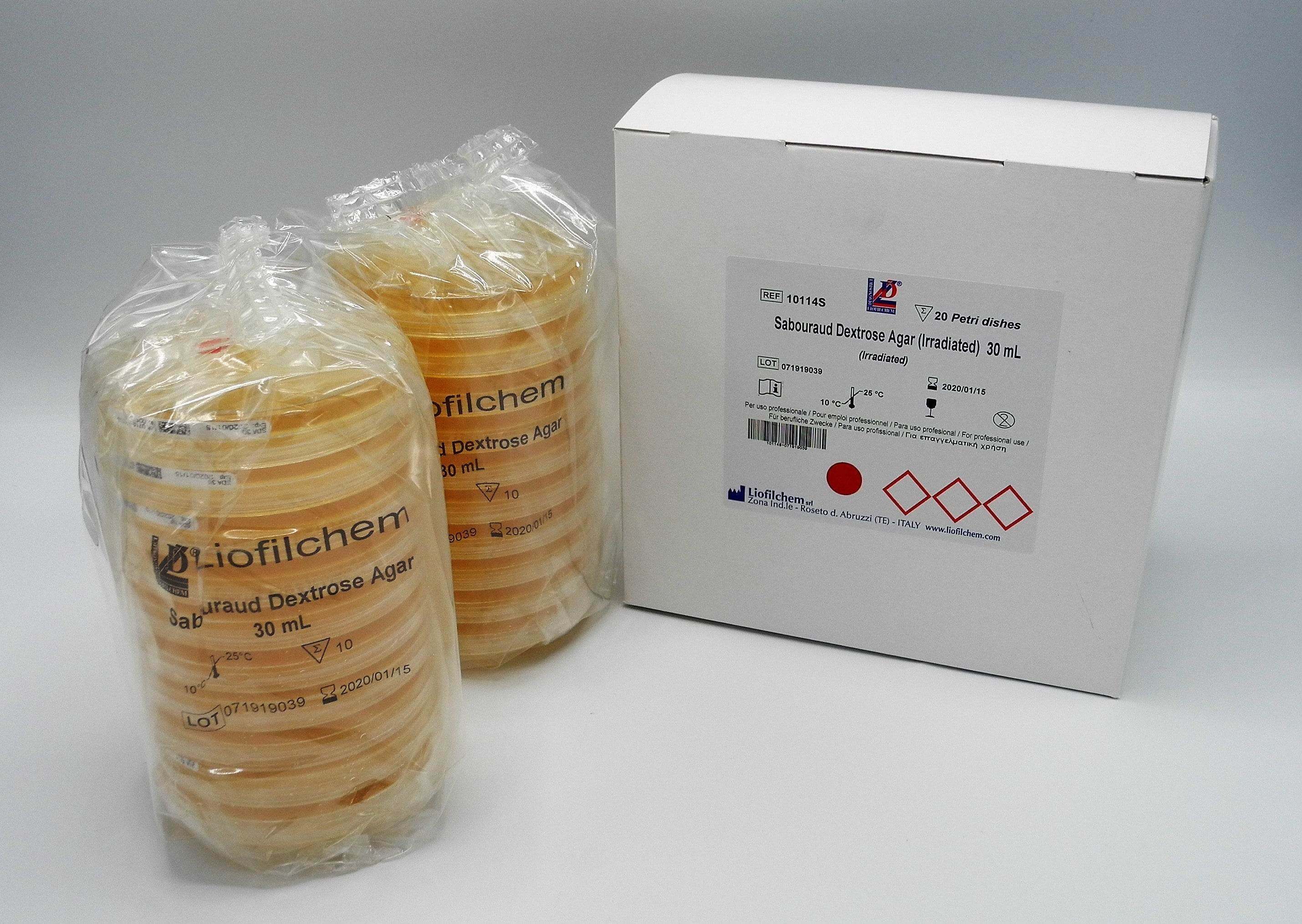 Liofilchem Sabouraud Dextrose Agar (Irradiated) 30 mL Culture Media 10114S
