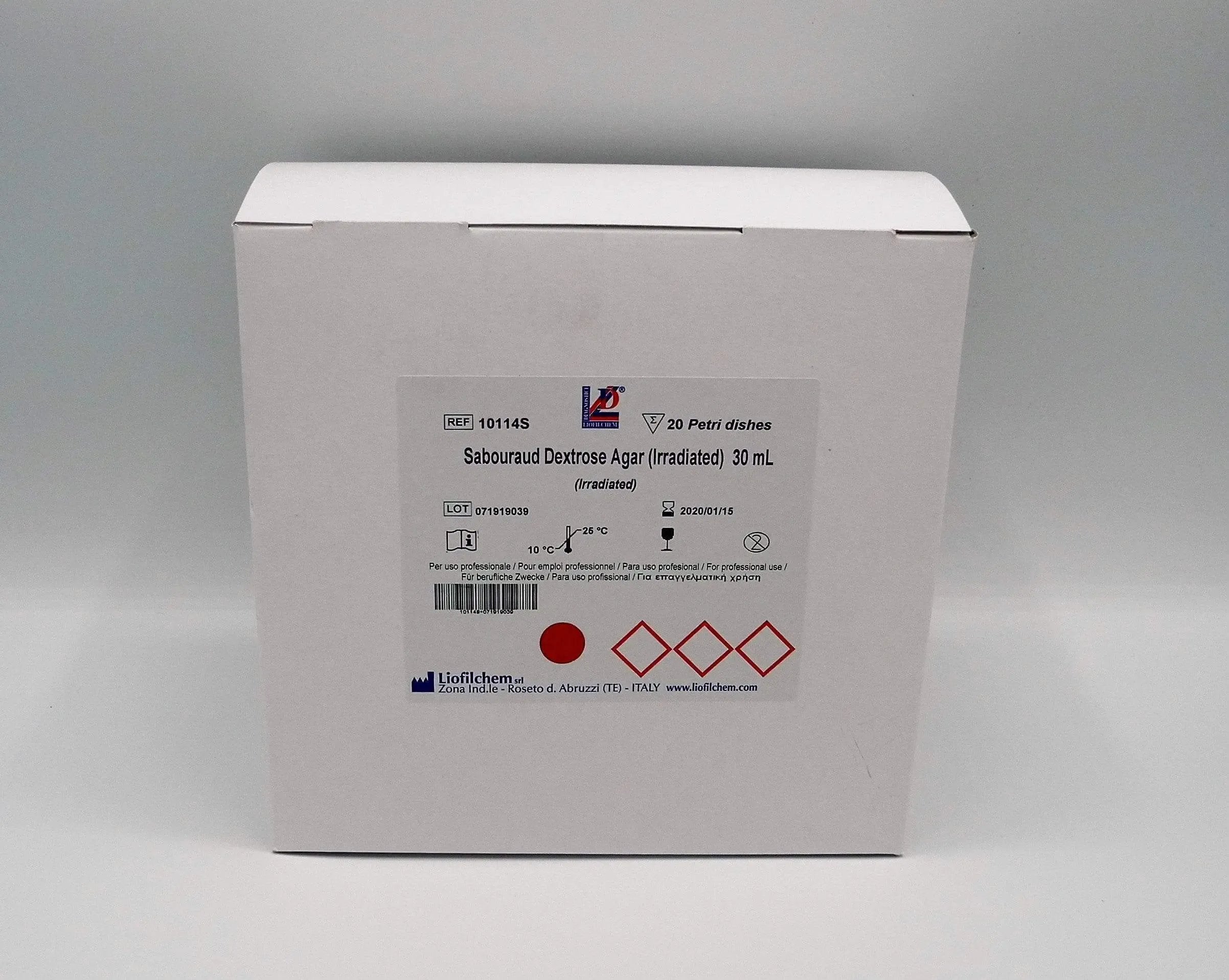 Liofilchem Sabouraud Dextrose Agar (Irradiated) 30 mL Culture Media 10114S